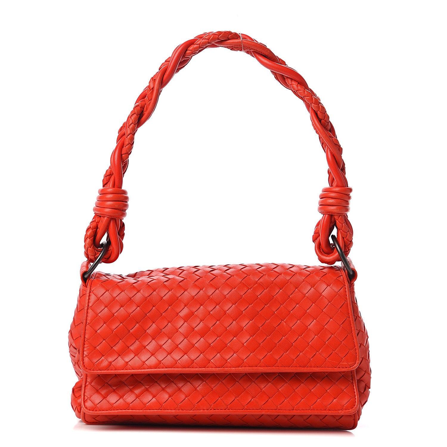 Bottega Veneta Nappa Intrecciato Braided Flap Shoulder Bag Cardinal 1 of 8