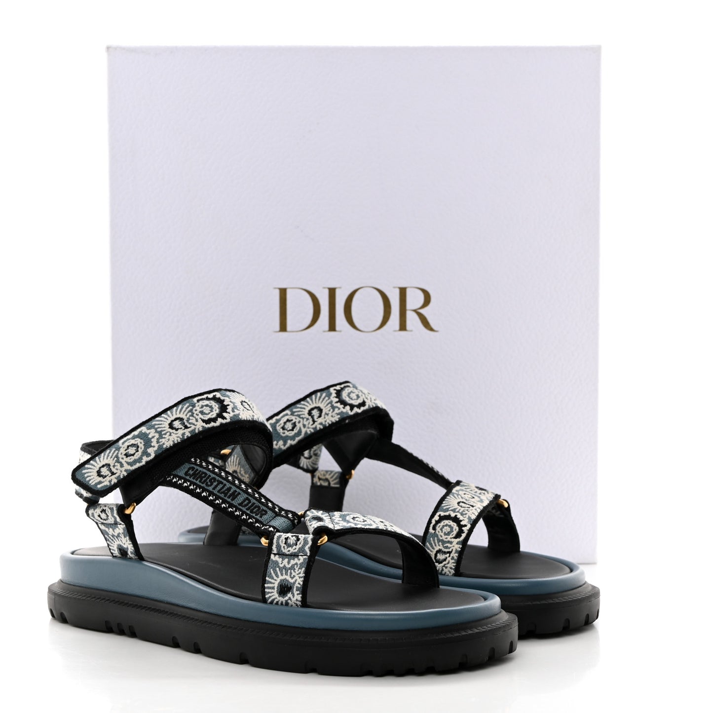Canvas Embroidered Bandana 10mm D-Wave Sandals 40.5 Deep Blue