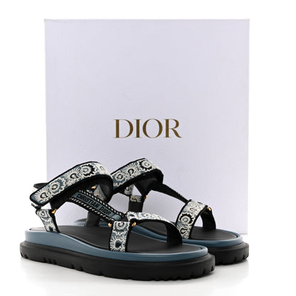 Christian Dior Canvas Embroidered Bandana 10mm D-Wave Sandals 40.5 Deep Blue 9 of 9