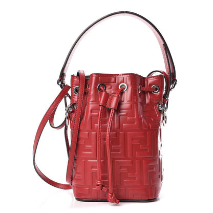 Fendi Vitello Liberty F is Fendi FF 1974 Embossed Mini Mon Tresor Bucket Bag Fragola 1 of 11
