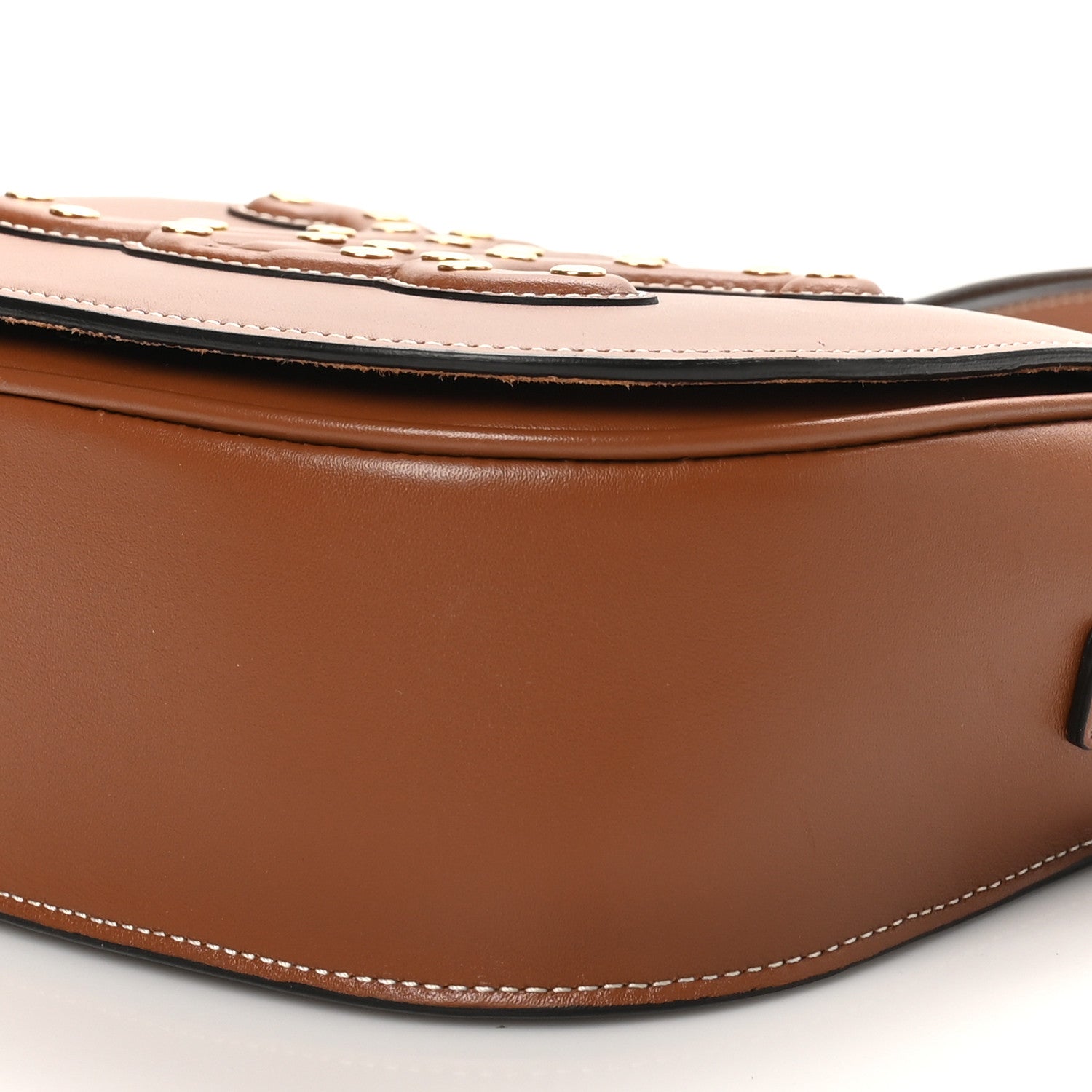 Celine Smooth Calfskin Studded Cuir Triomphe Folco Crossbody Bag Tan 9 of 9