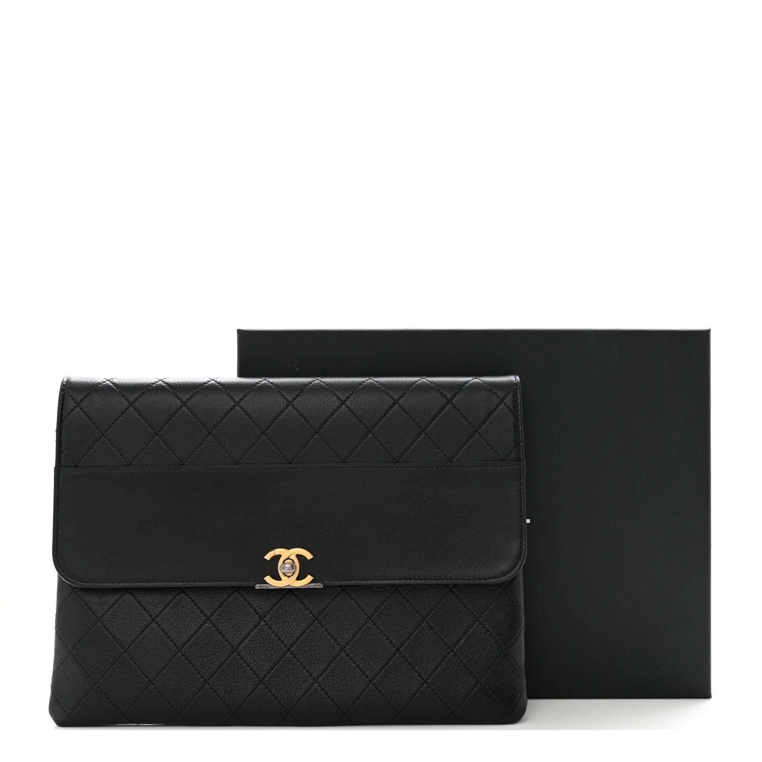 Chanel Calfskin Quilted CC Flap Clutch Black 8 of 8