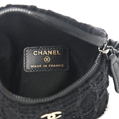 Chanel Tweed Lambskin Quilted Arm Coin Purse Black 6 of 8
