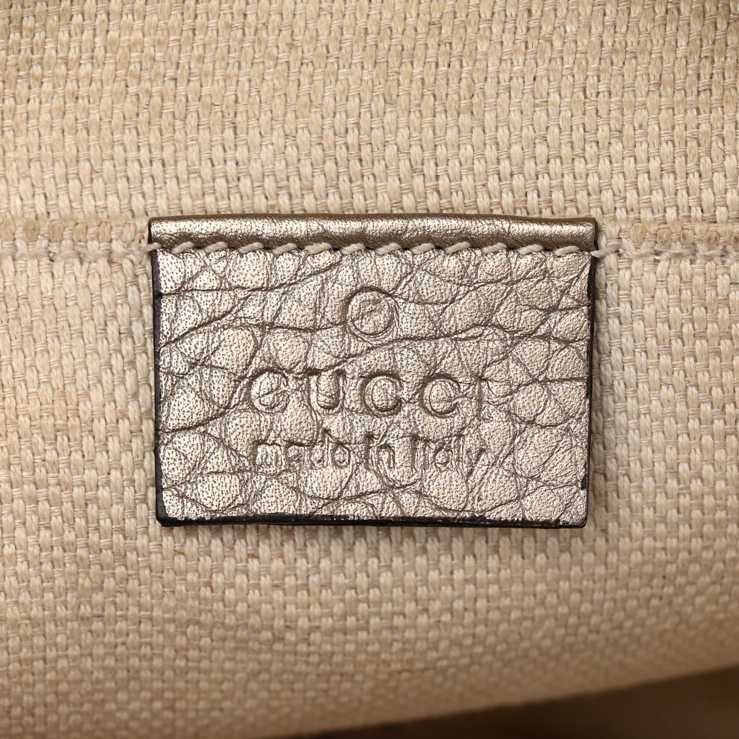 Gucci Metallic Pebbled Calfskin Small Soho Disco Bag Golden Beige 6 of 12