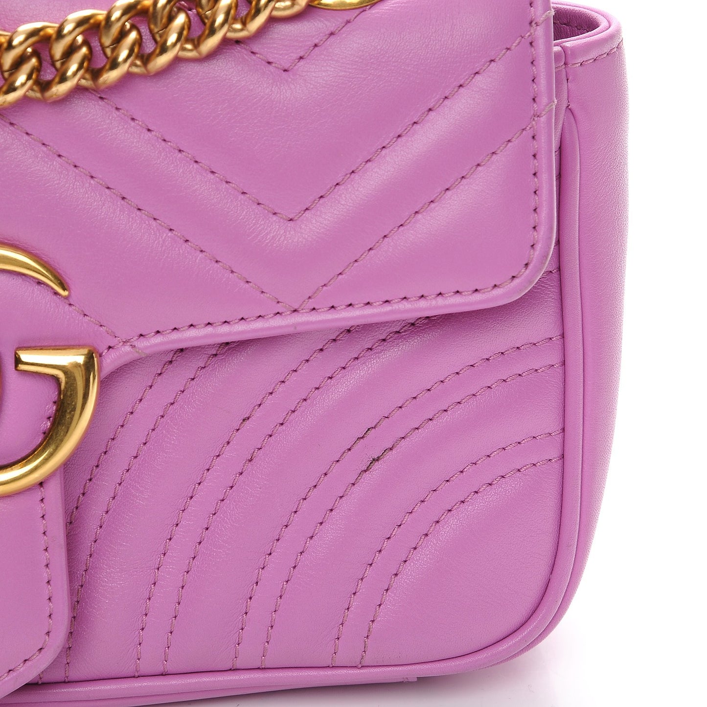 Calfskin Matelasse Mini GG Marmont Shoulder Bag Candy Mousse