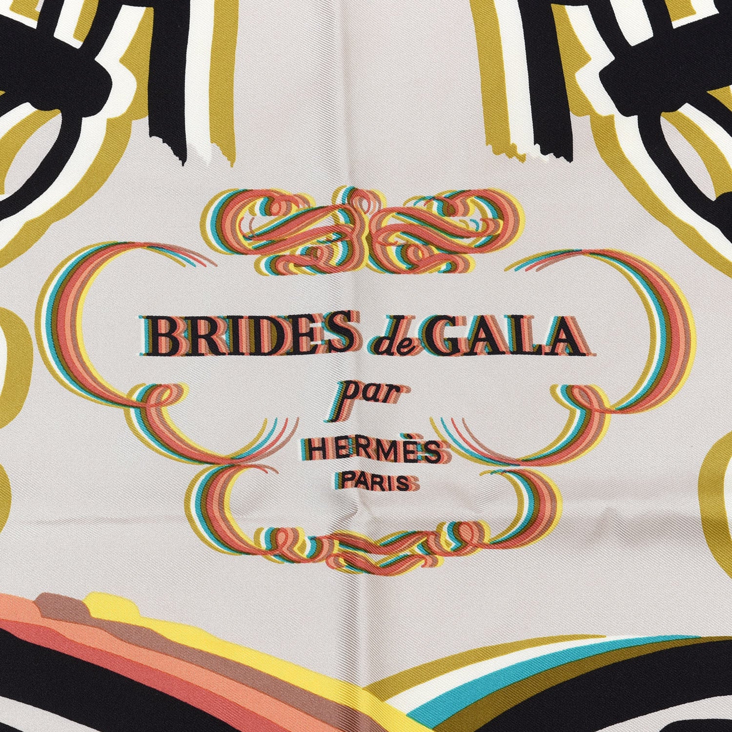 Hermes Silk Brides De Gala Shadow Scarf 90 Beige Ebene Jaune 2 of 4