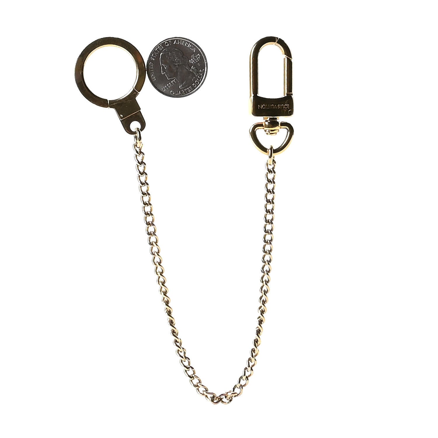 Louis Vuitton Metal Pochette Extender Key Ring Chain Gold 2 of 4