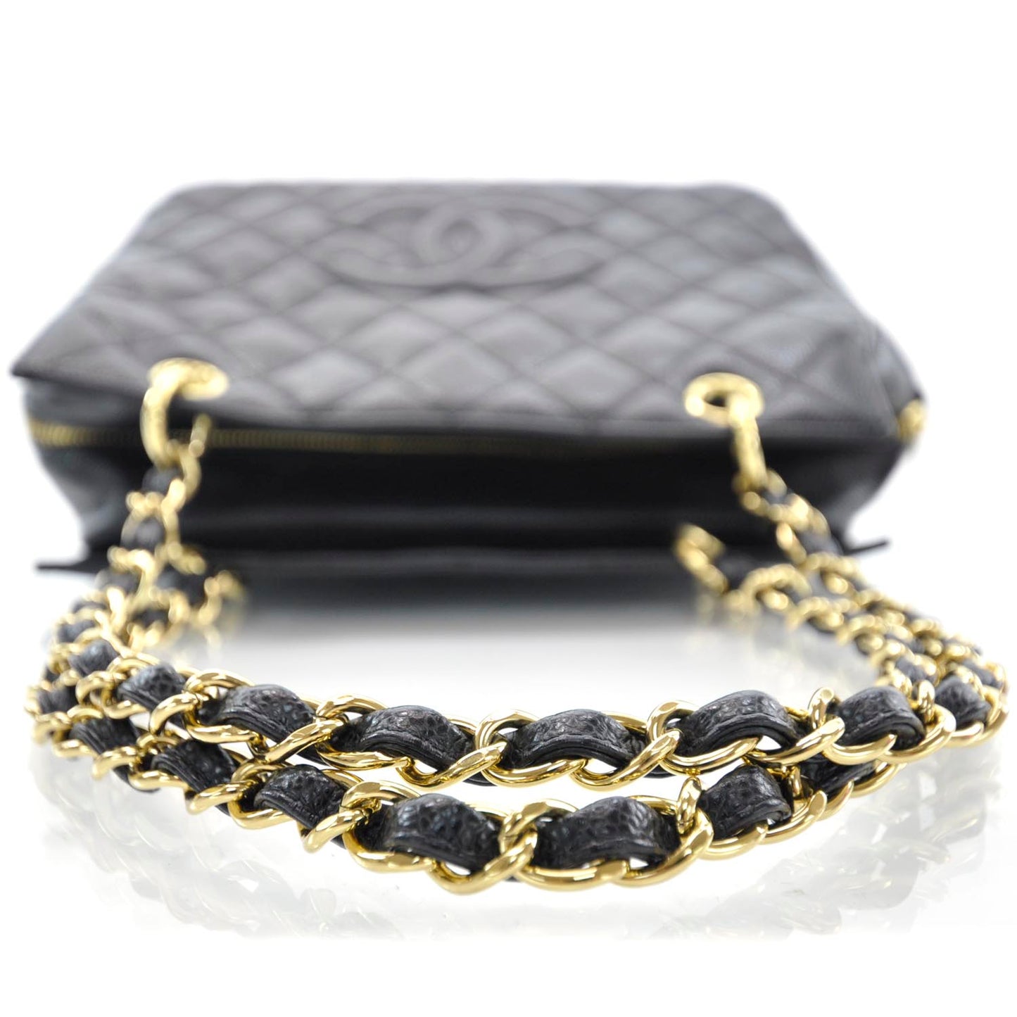 Caviar Quilted Petit Timeless Tote PTT Black