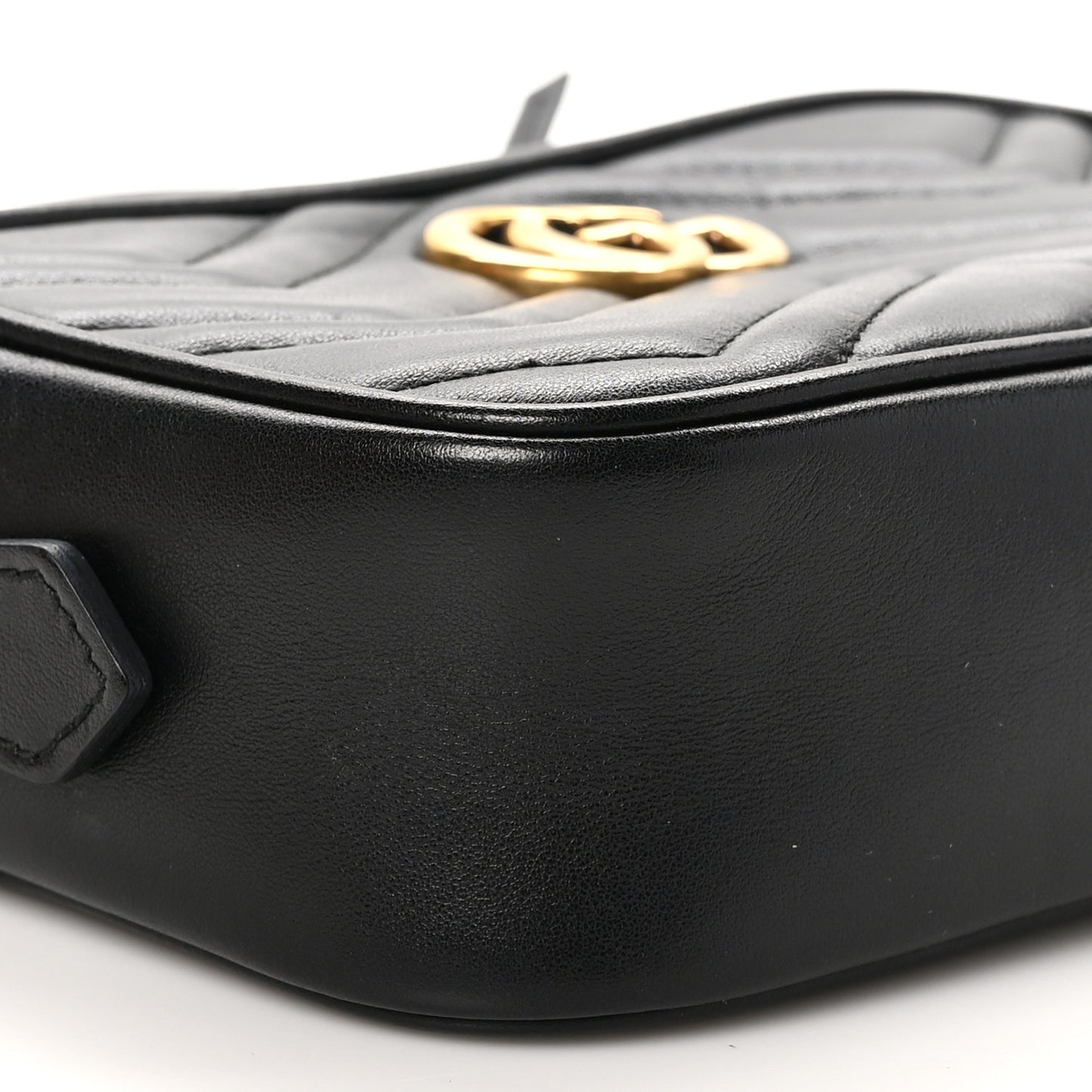 Calfskin Matelasse Mini GG Marmont Chain Shoulder Bag Black