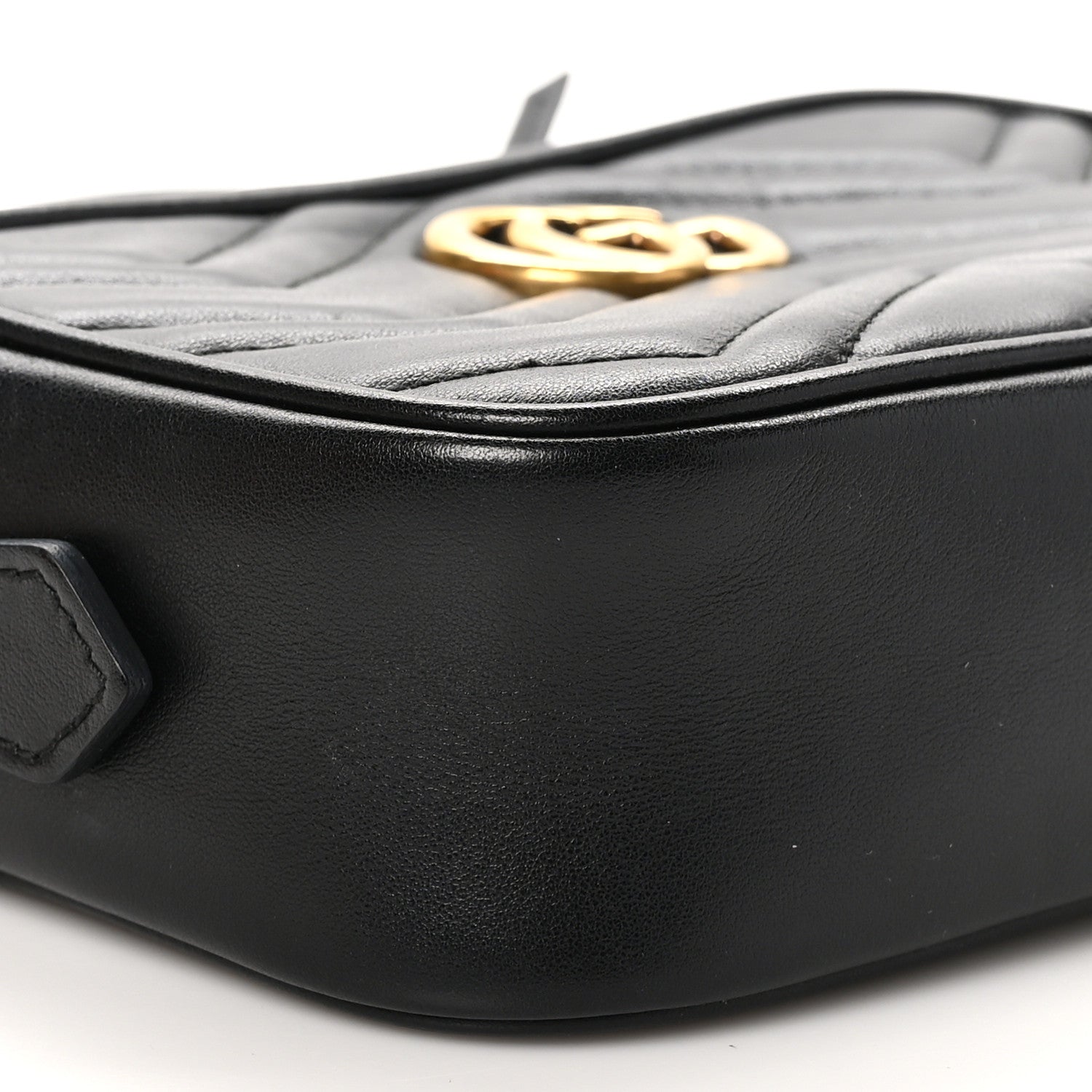 Gucci Calfskin Matelasse Mini GG Marmont Chain Shoulder Bag Black 9 of 11