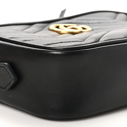 Gucci Calfskin Matelasse Mini GG Marmont Chain Shoulder Bag Black 9 of 11