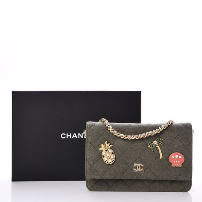 Chanel Canvas Quilted Coco Cuba Charms Wallet On Chain WOC Khaki 8 of 8