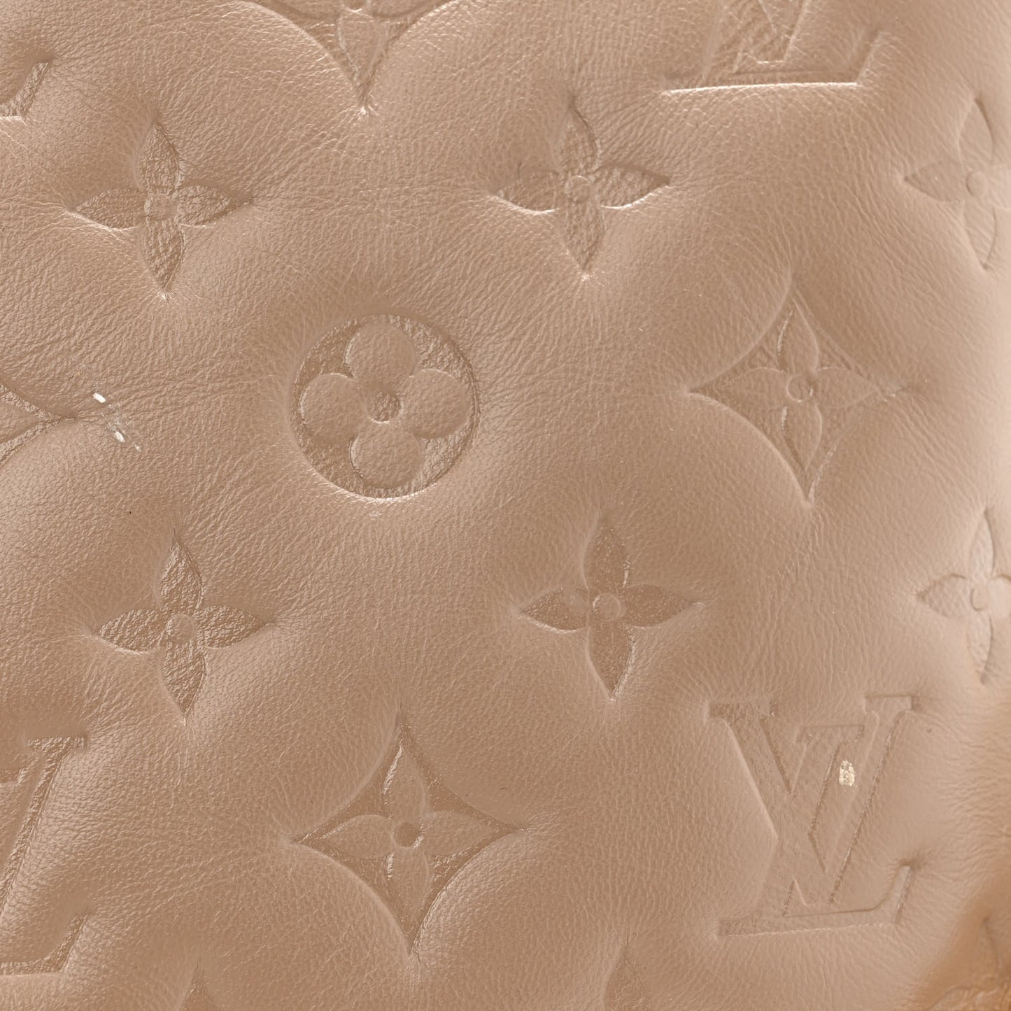 Lambskin Embossed Monogram Coussin MM Taupe
