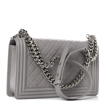 Chanel Caviar Quilted New Medium Boy Flap Grey 2 of 8
