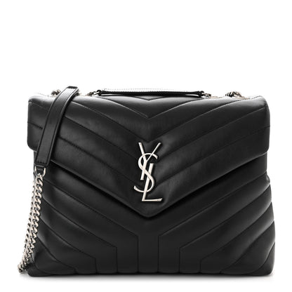 Saint Laurent Calfskin Y Quilted Monogram Medium Loulou Chain Satchel Black 1 of 10