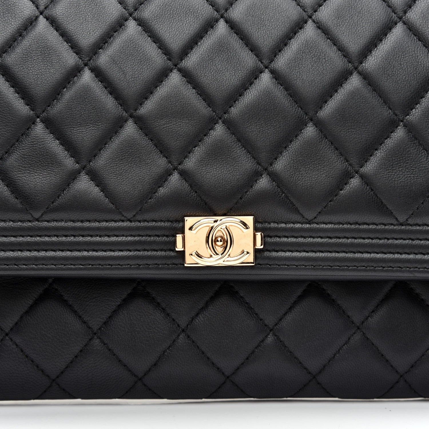 Chanel Lambskin Quilted Beauty CC Boy Clutch Black 9 of 9