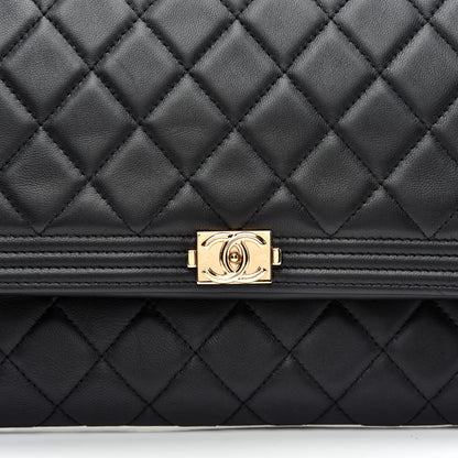 Chanel Lambskin Quilted Beauty CC Boy Clutch Black 9 of 9
