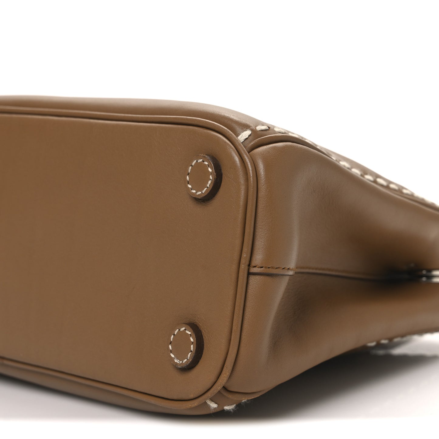 City Calf Mini Hand Stitched Galleria Double Zip Tote Caramel