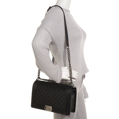 Chanel Metallic Calfskin Quilted Medium Boy Flap Black 2 of 8
