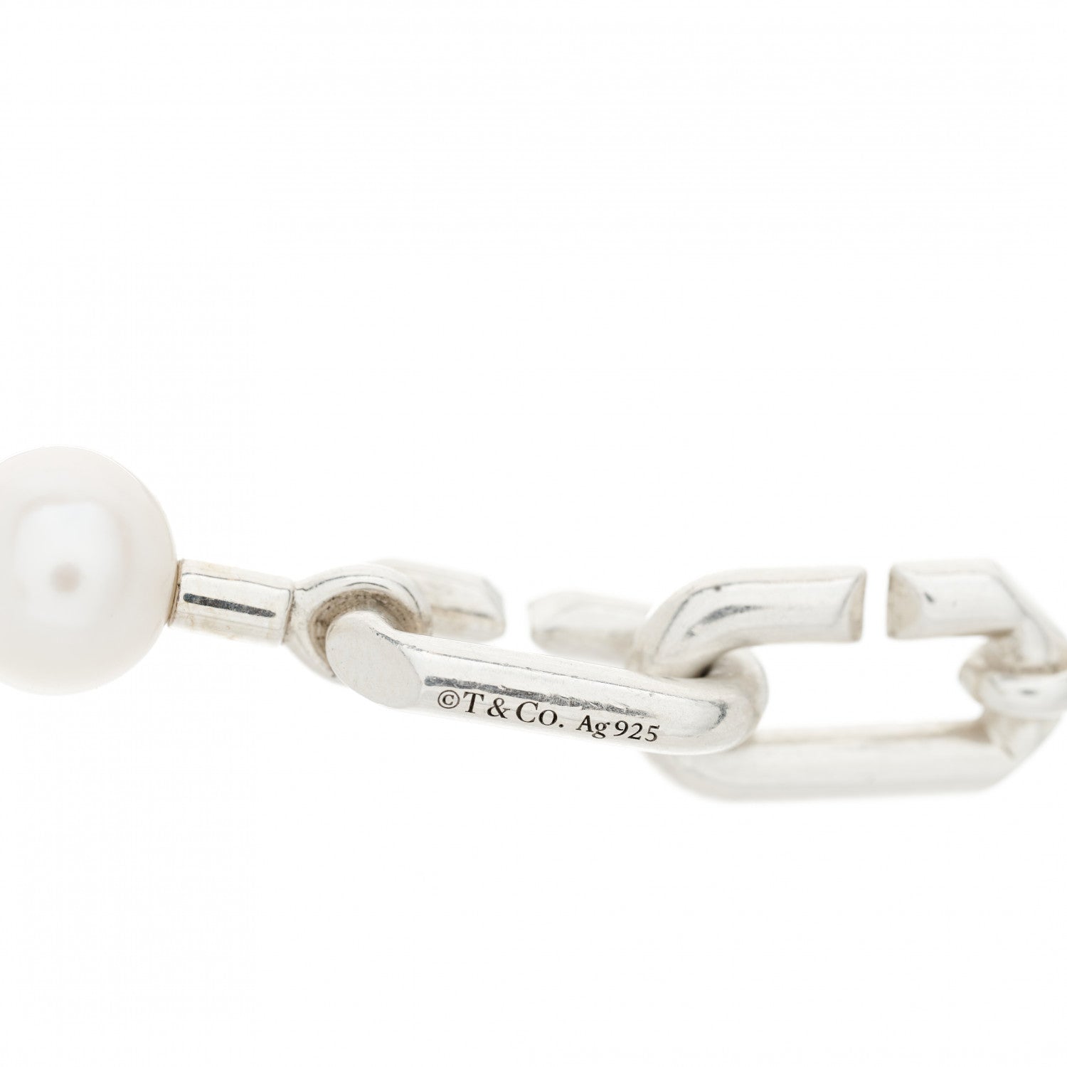 Tiffany Sterling Silver Pearl HardWear Lock Necklace 5 of 6