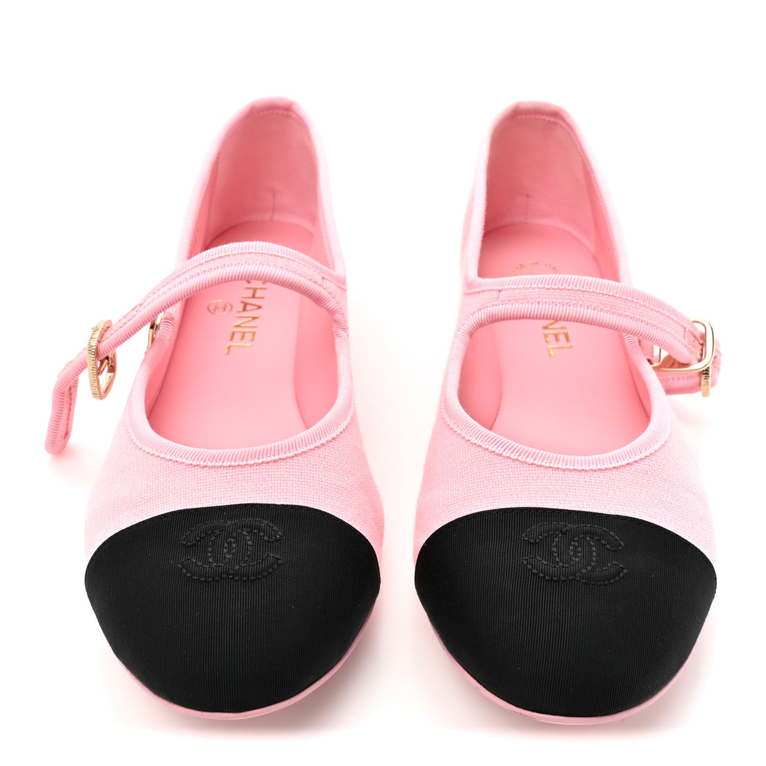 Chanel Fabric Grosgrain Mary Jane Flats 41 Light Pink Black 3 of 10