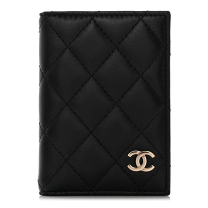 Chanel Lambskin Quilted Card Holder Wallet Black 1 of 8