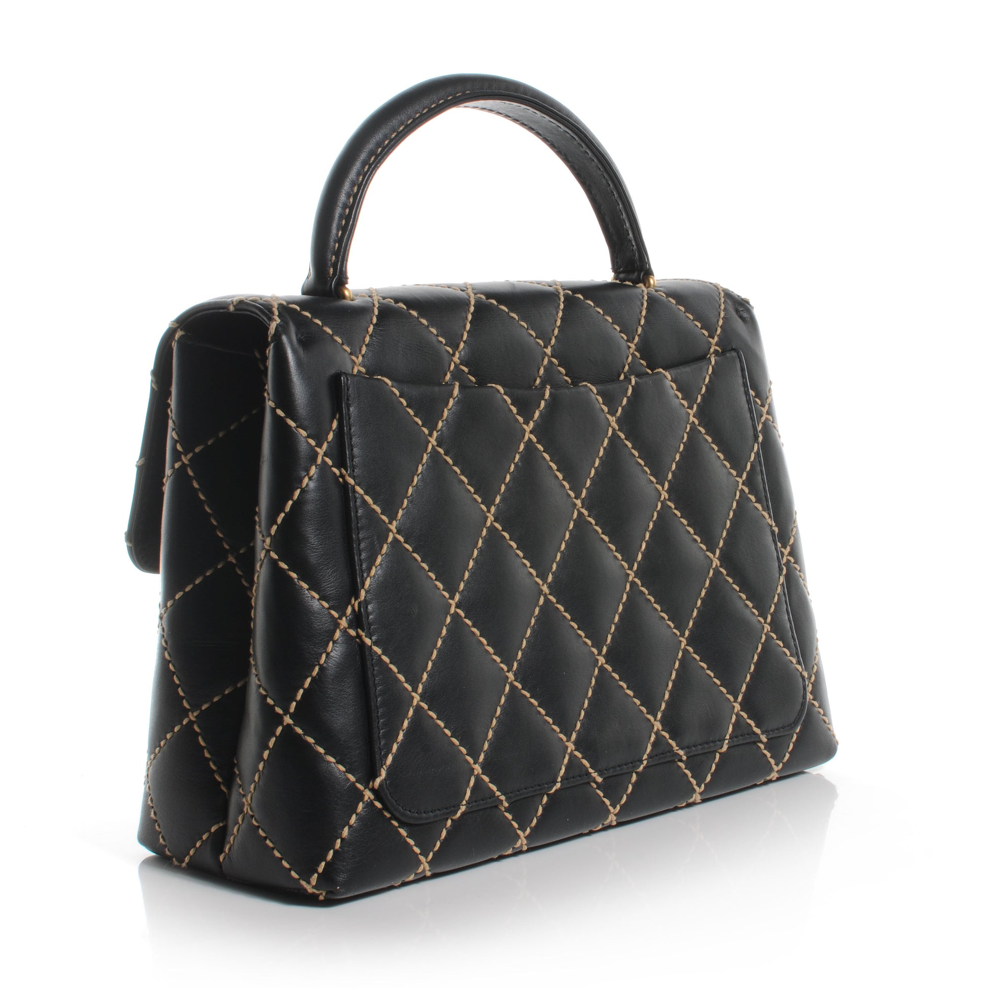 Chanel Leather Diamond Stitch Surpique Kelly Black 3 of 7