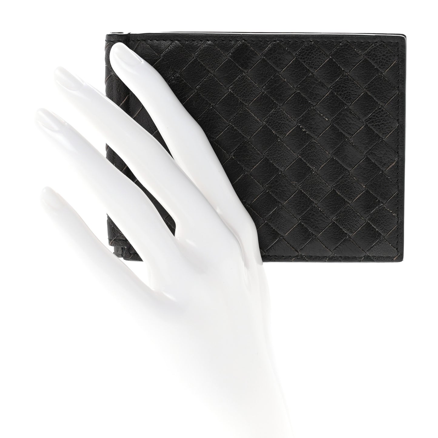 Intrecciato Bi-Fold Money Clip Wallet Black