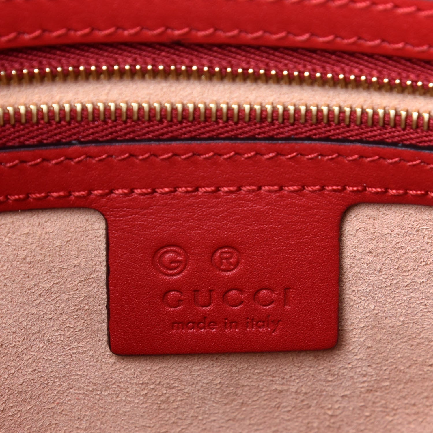 Gucci GG Supreme Monogram Blooms Medium Zippered Bucket Tote Beige Blue Navy Hibiscus Red 6 of 10