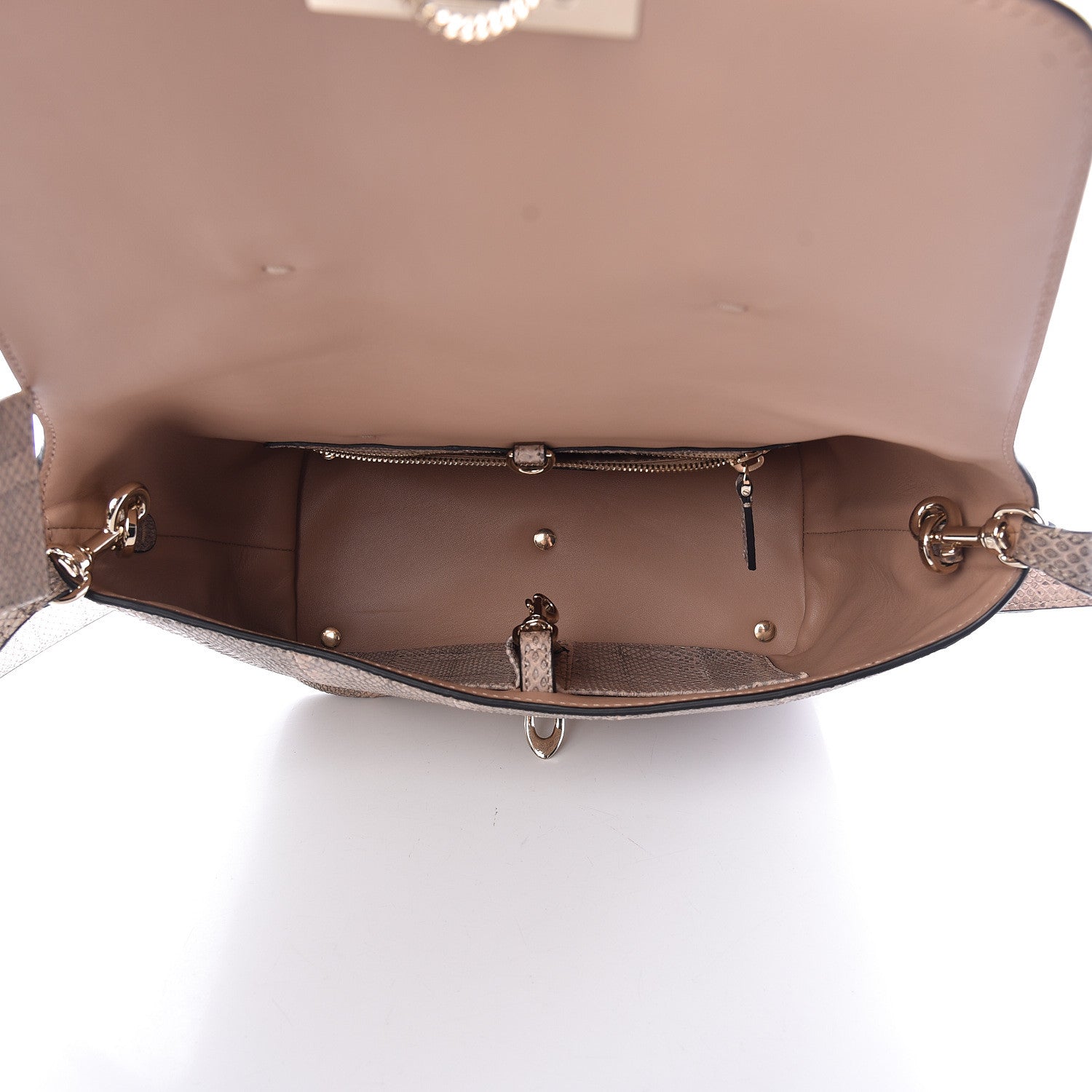 Valentino Garavani Snakeskin Small Demilune Double Handle Satchel Beige 7 of 11