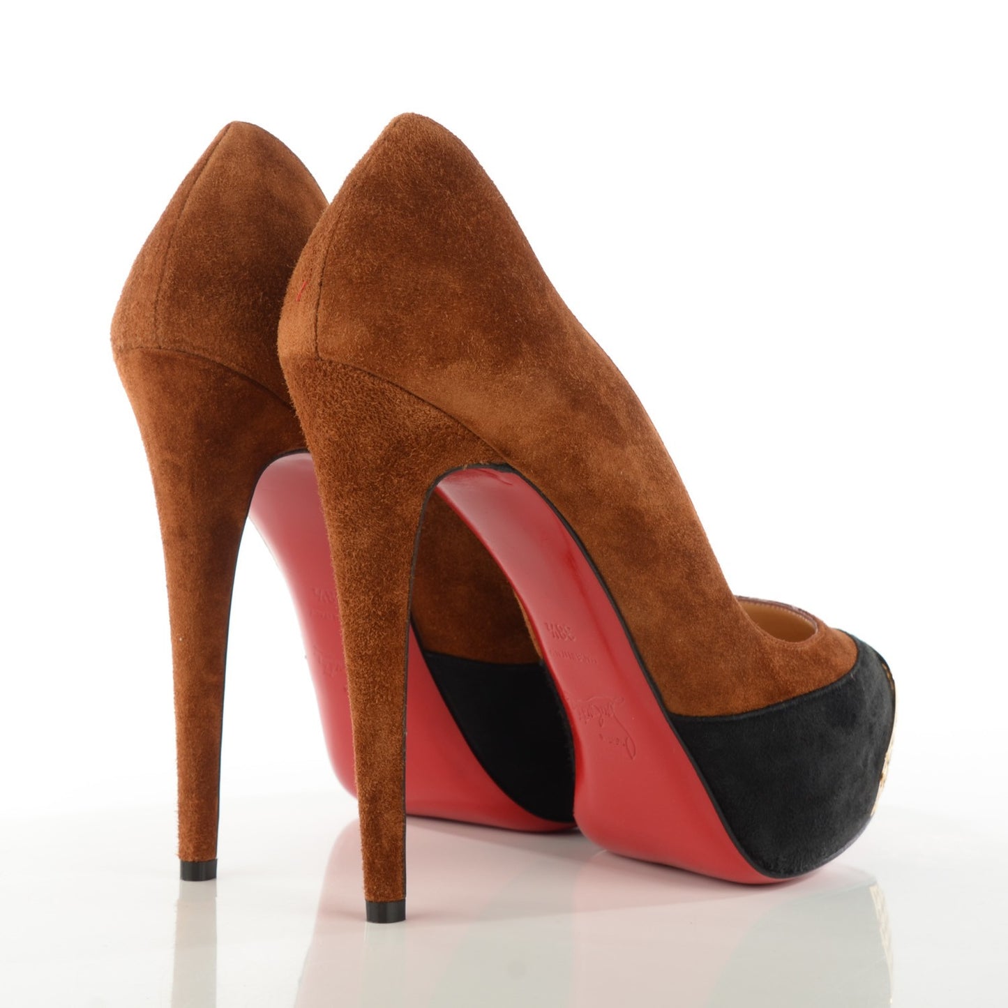Suede Calfskin Maggie 140 Pumps 38.5 Black Brown