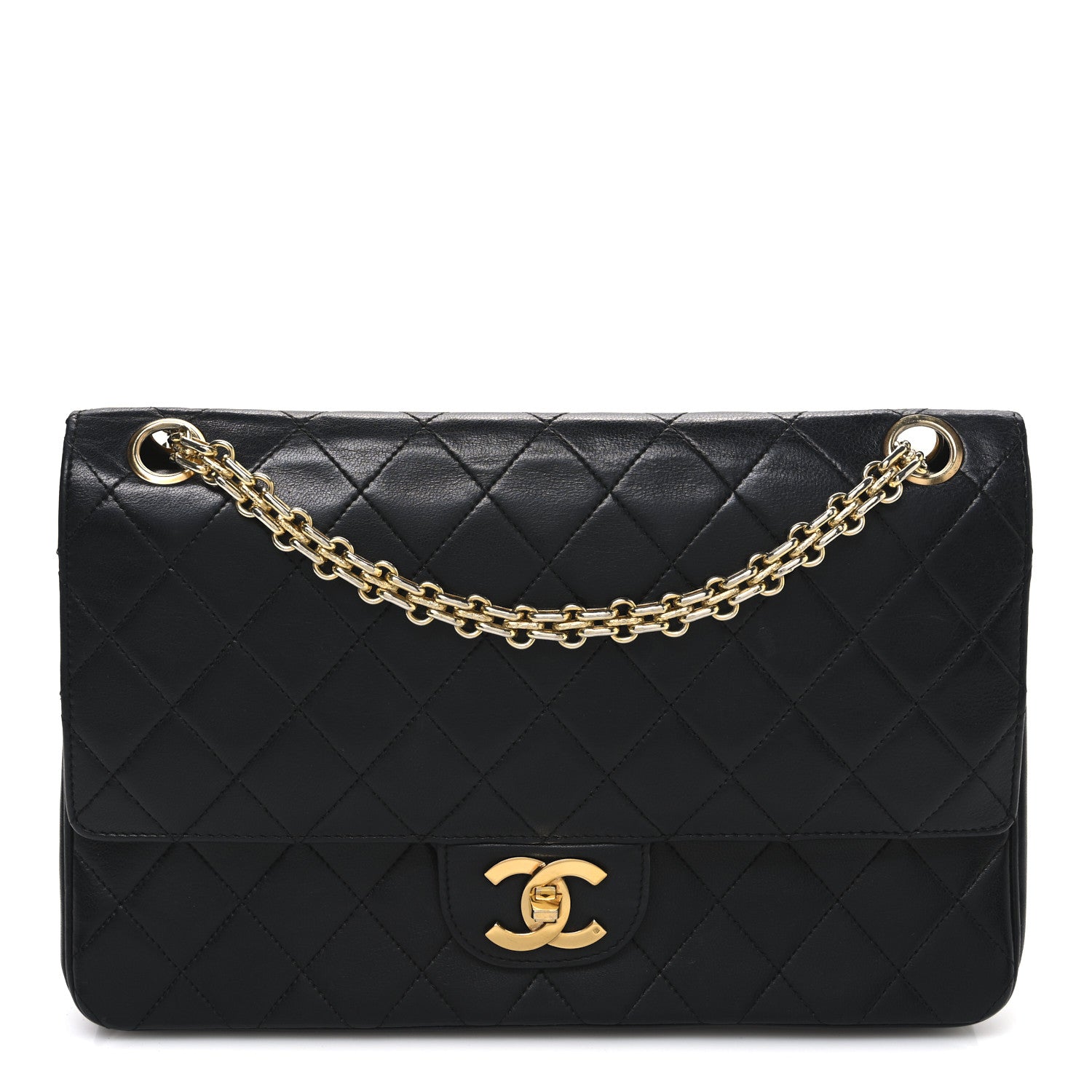 Chanel Lambskin Quilted Medium Double Flap Bijoux Chain Black 1 of 10