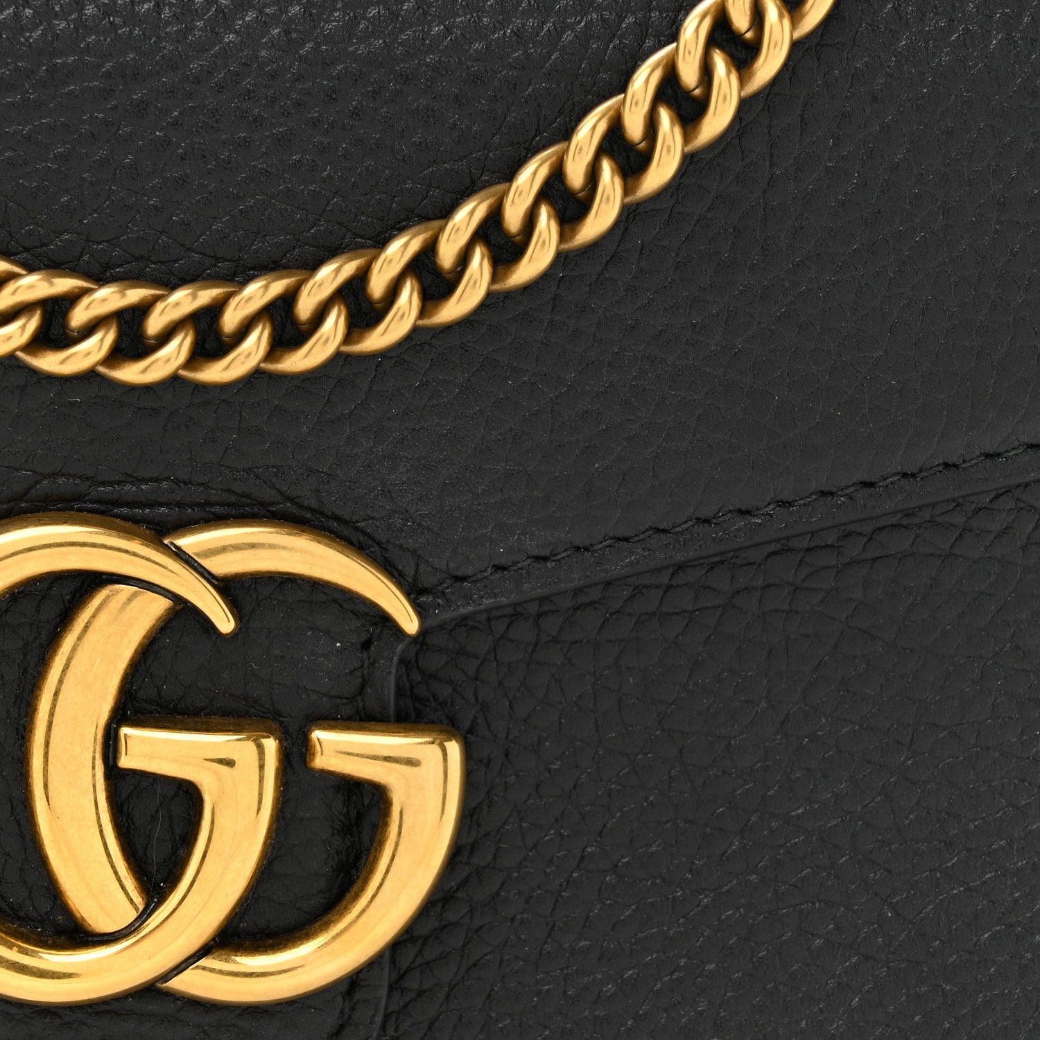 Gucci Calfskin GG Marmont Chain Wallet Bag Black 9 of 13