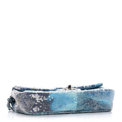 Chanel Sequin Mini Waterfall Flap Light Blue 4 of 13