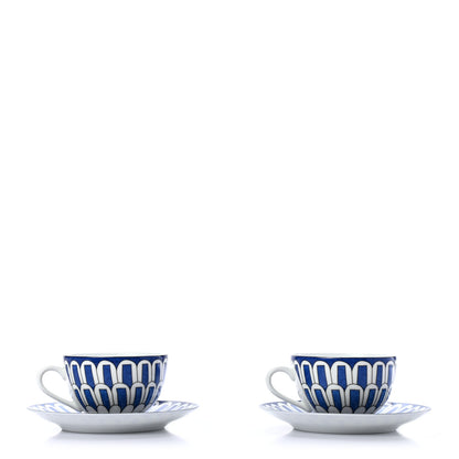 Hermes Porcelain Bleus d'Ailleurs Tea Cup And Saucer Set Of 2 1 of 9