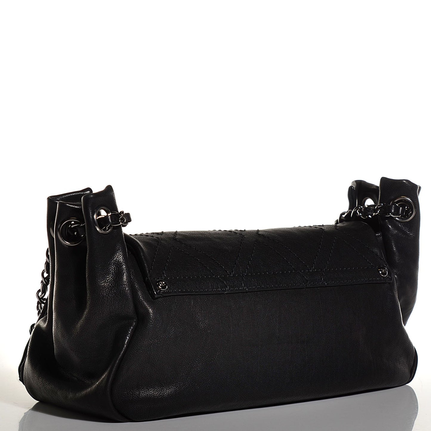 Calfskin Diamond Stitch Small Flap Black