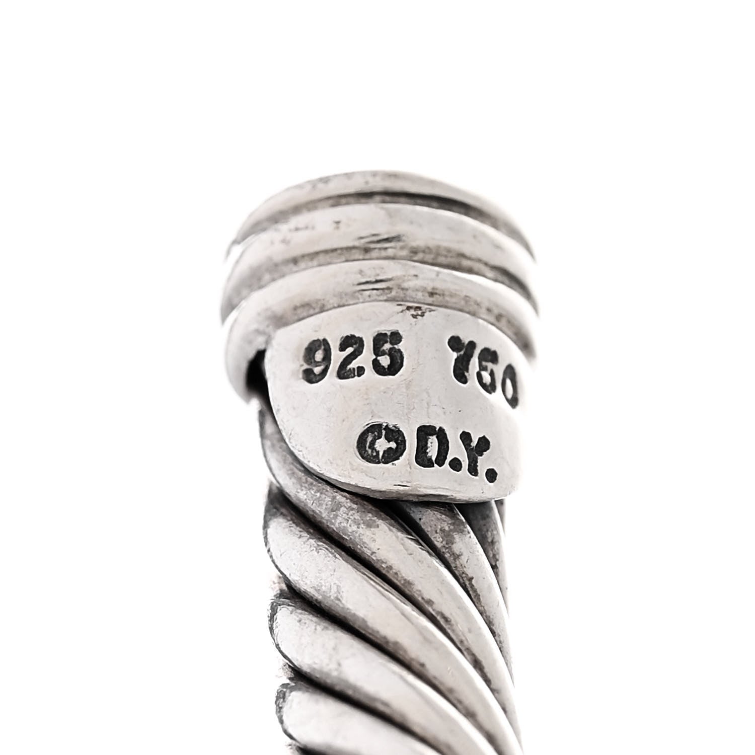 David Yurman Sterling Silver 18K White Gold Diamond 5mm Cable Classics Station Bracelet 3 of 4