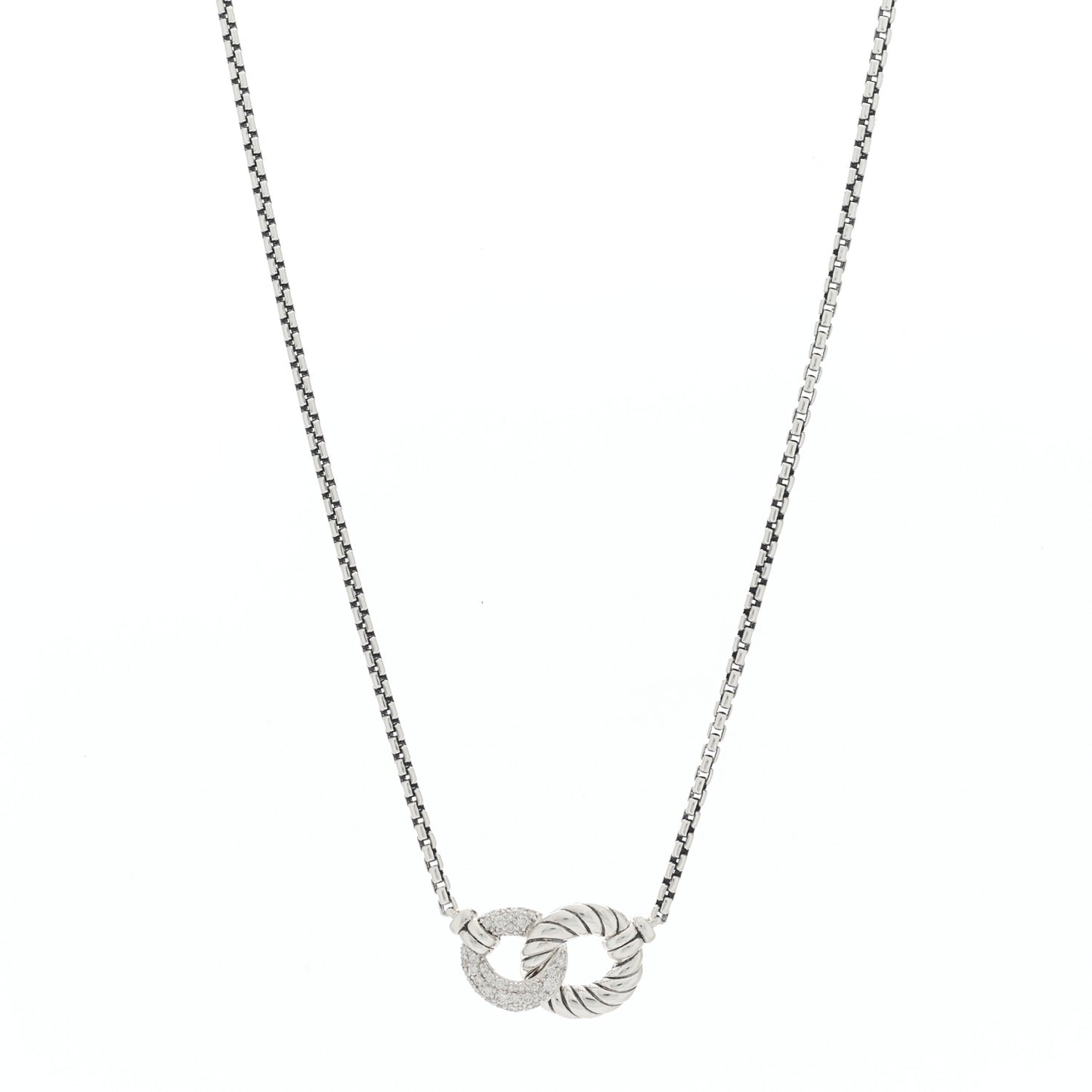 Sterling Silver Diamond Belmont Curb Link Pendant Necklace