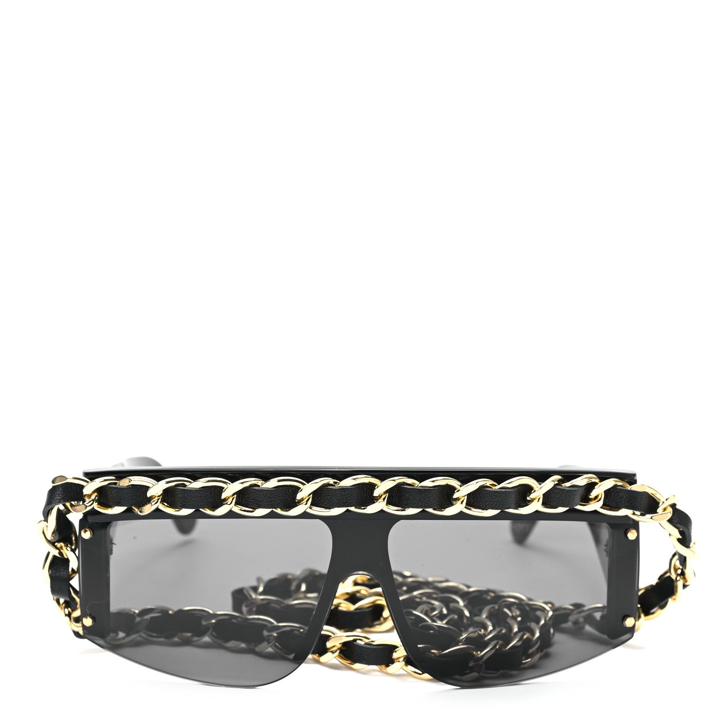 Chanel Lambskin Chain Shield Sunglasses Black 2 of 6
