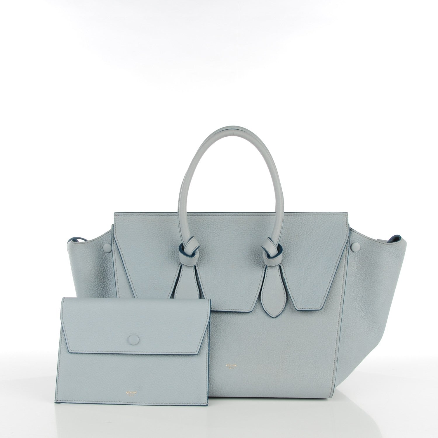 Celine Crisped Calfskin Small Tie Knot Tote Powder Blue 5 of 9