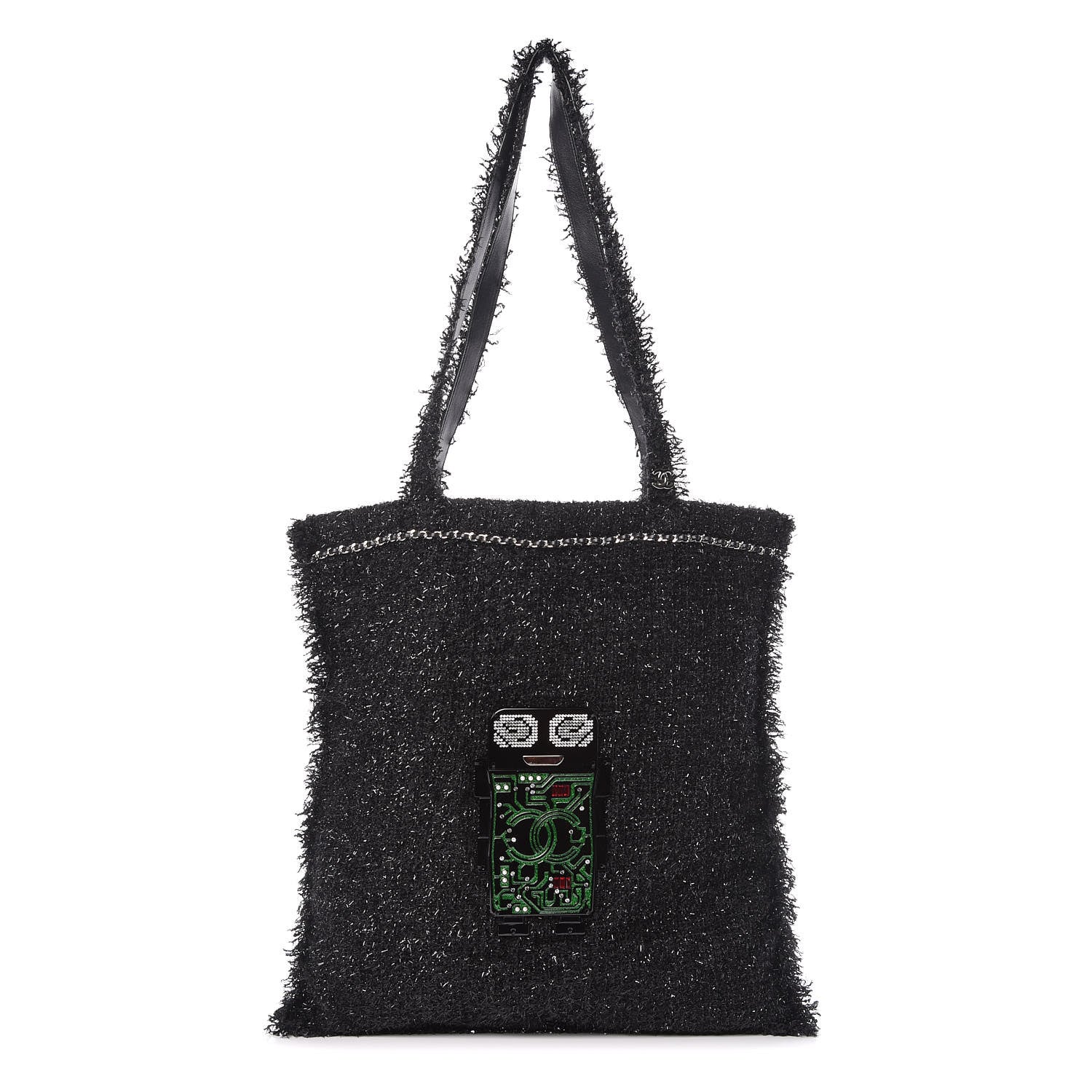 Chanel Tweed Resin Strass Large Robot Shopping Bag Black 1 of 9