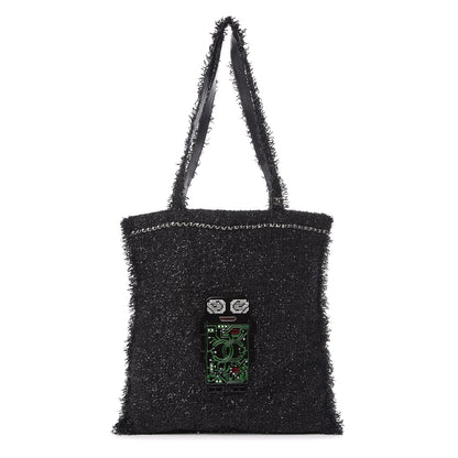Chanel Tweed Resin Strass Large Robot Shopping Bag Black 1 of 9