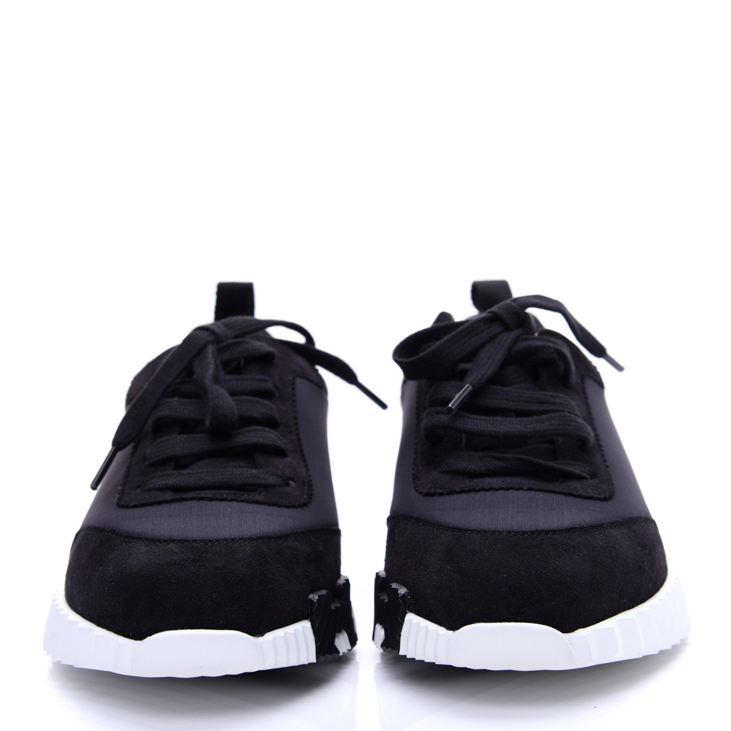 Hermes Technical Jersey Suede Goatskin Bouncing Sneakers 36.5 Black White 2 of 13