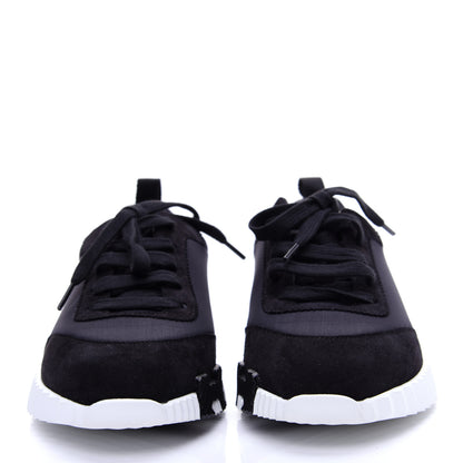 Hermes Technical Jersey Suede Goatskin Bouncing Sneakers 36.5 Black White 2 of 13