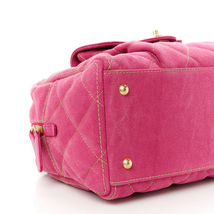 Chanel Washed Denim Quilted Bowling Bag Fuchsia 10 of 11