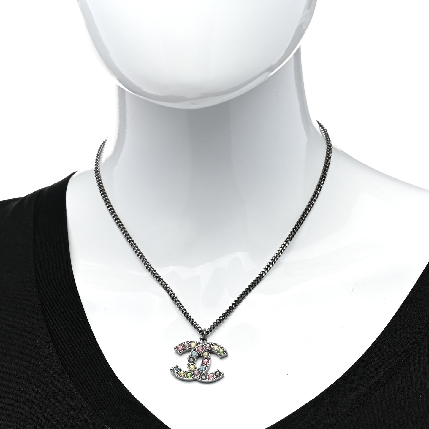 Crystal CC Necklace Silver Multicolor
