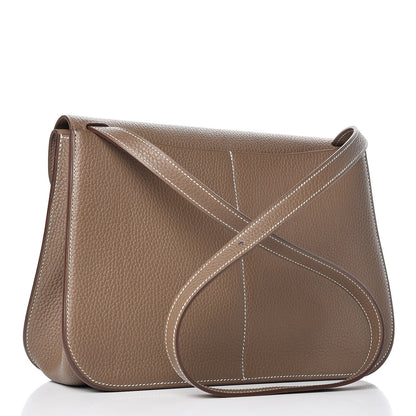 Hermes Taurillon Clemence Halzan 31 GM Etoupe 4 of 8