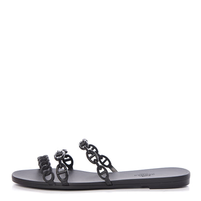 Hermes Rubber Chaine d'Ancre Rivage Sandals 39 Black 1 of 9