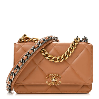 Chanel Lambskin Quilted Chanel 19 Wallet On Chain WOC Brown 1 of 13