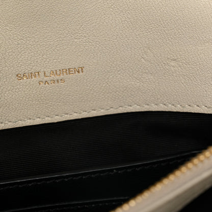 Saint Laurent Sheepskin Matelasse Chevron Monogram Medium College Bag Crema Soft 12 of 15